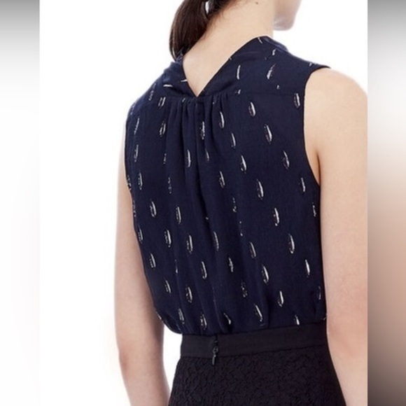 Rebecca Taylor Navy and Metallic Sleeveless Top - Picture 2 of 11